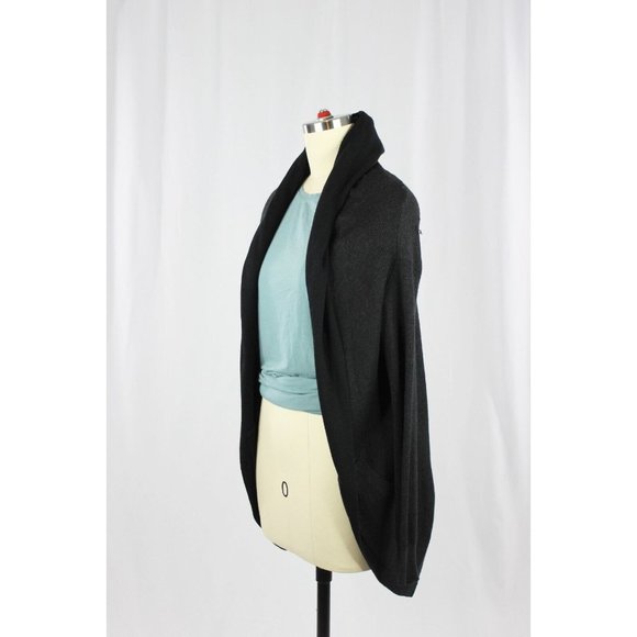 LULULEMON Cabin Yogi Wrap Heathered Black Boolux Hooded Cardigan Sweater, Size 4 - Picture 4 of 16